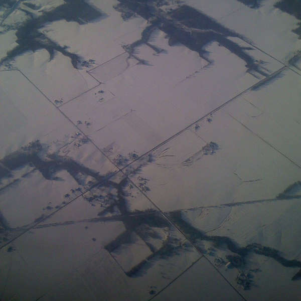 snowy fields at 36,000 feet