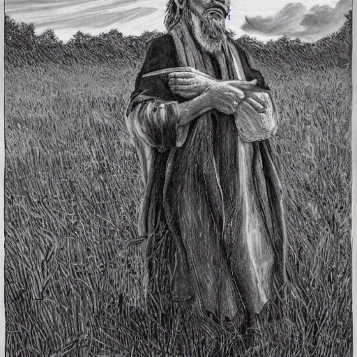 Old Prophet Walking Around a Meadow (Image number 2)