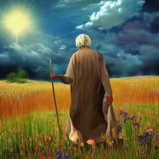 Old Prophet Walking Around a Meadow (Image number 5)